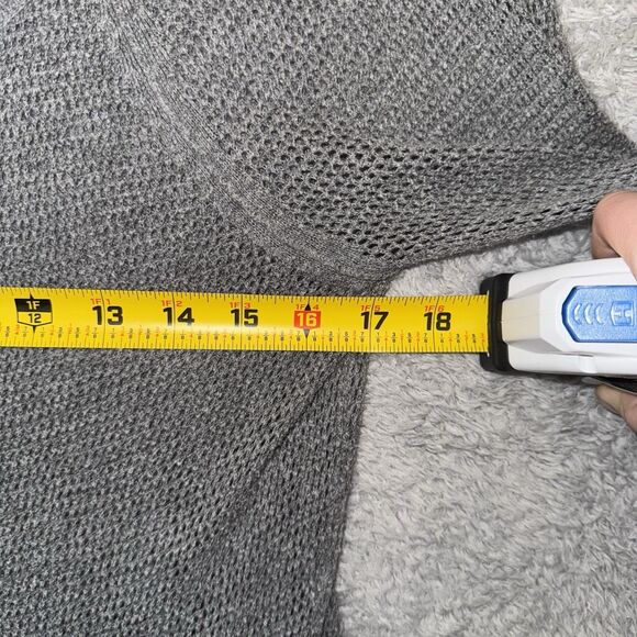 American Eagle Gray Open Knit Button Front Cardigan Sweater Large Capsule Casual - Picture 10 of 11